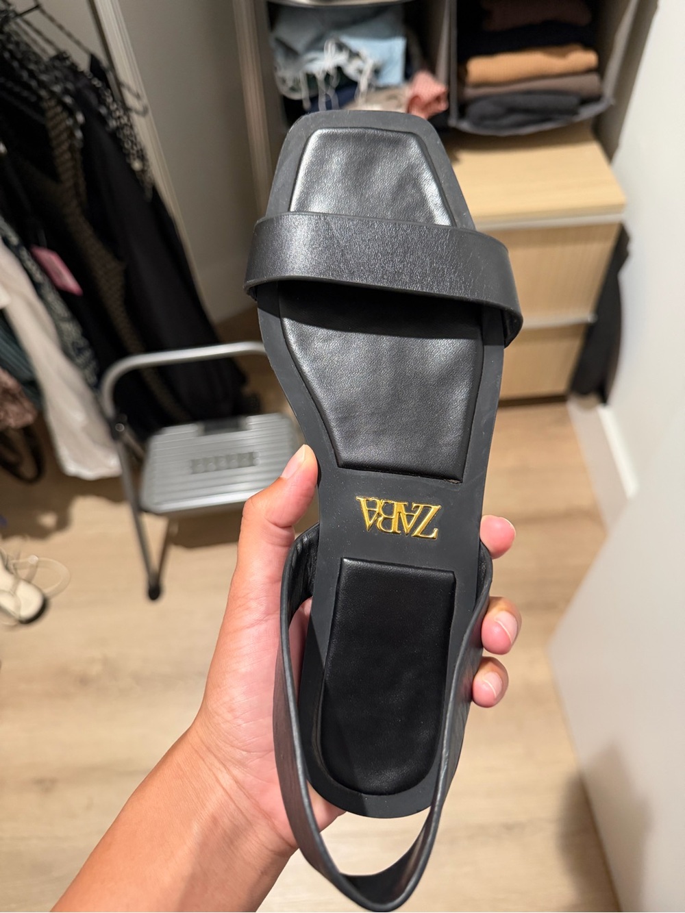 Zara Black Square-Toe Slingback Mules
